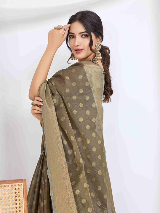 Black Pure Tissue Silk Banarasi Saree With Brocade Blouse Piece