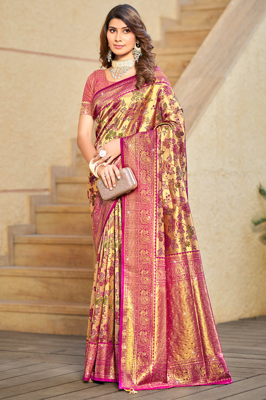 Purple Silk Saree With Blouse Piece