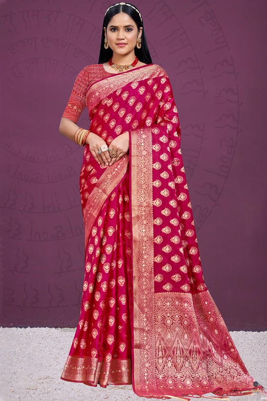 Maroon Silk Saree With Blouse Piece