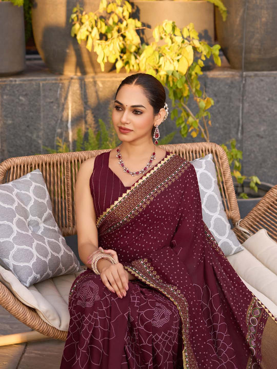 Maroon Silk Saree With Blouse Piece