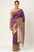 Purple Zari Butta Woven Banarasi Saree