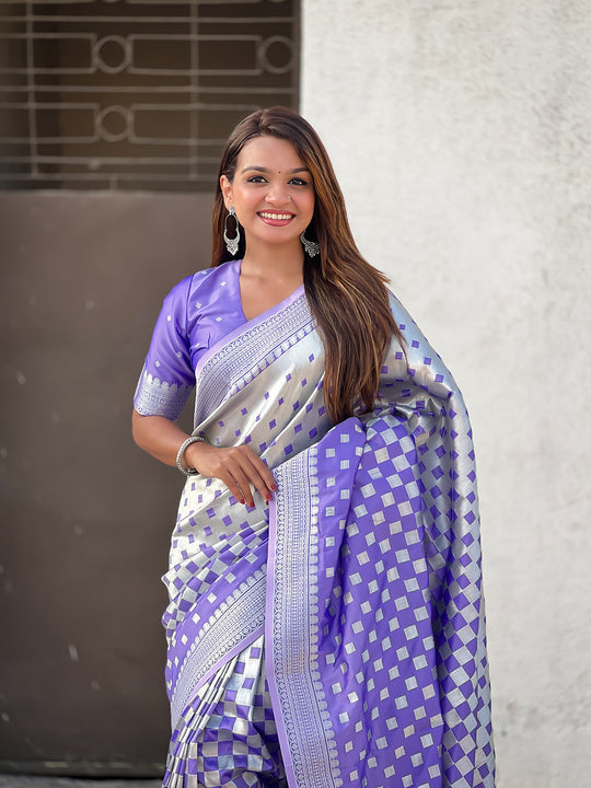 Jamun Silk Saree With Blouse Piece