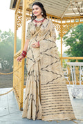 Grey Cotton Saree With Blouse Piece