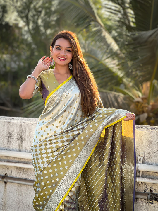 Yellow Silk Saree With Blouse Piece