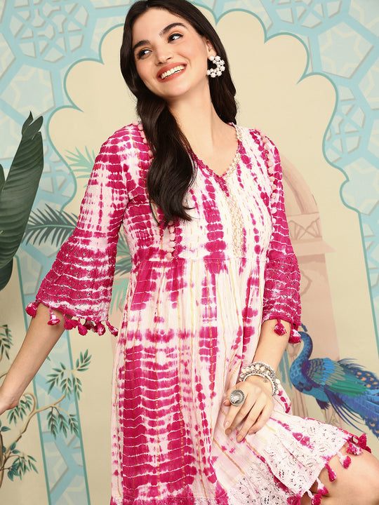 Tie and Dyed A-Line Dress