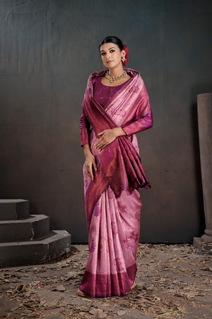 Kanjeevaram Silk Rich Palu With Contrast Blouse Weaving Silk Saree