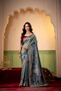 Satin Tissue Woven Design Jacquard Work Saree With Blouse Piece