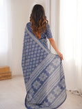 Soft Pure Cotton Hand Bagru Print Sarees With Blouse Pice