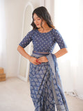 Soft Pure Cotton Hand Bagru Print Sarees With Blouse Pice