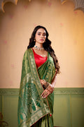 Satin Tissue Woven Design Jacquard Work Saree With Blouse Piece
