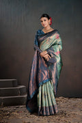 Kanjeevaram Silk Rich Palu With Contrast Blouse Weaving Silk Saree