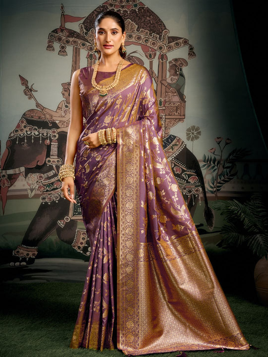 Blue Banarasi Premium Soft Silk With Gold Zari With Zhallar Saree With Blouse Piece