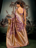 Blue Banarasi Premium Soft Silk With Gold Zari With Zhallar Saree With Blouse Piece