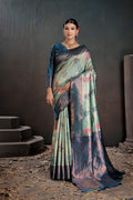 Kanjeevaram Silk Rich Palu With Contrast Blouse Weaving Silk Saree