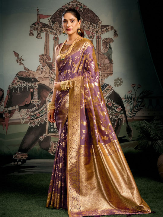 Blue Banarasi Premium Soft Silk With Gold Zari With Zhallar Saree With Blouse Piece