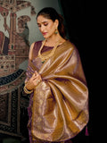 Blue Banarasi Premium Soft Silk With Gold Zari With Zhallar Saree With Blouse Piece