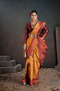 Kanjeevaram Silk Rich Palu With Contrast Blouse Weaving Silk Saree