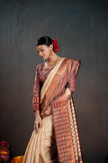 Soft Silk Chitt Palu With Contrast Blouse Weaving Saree