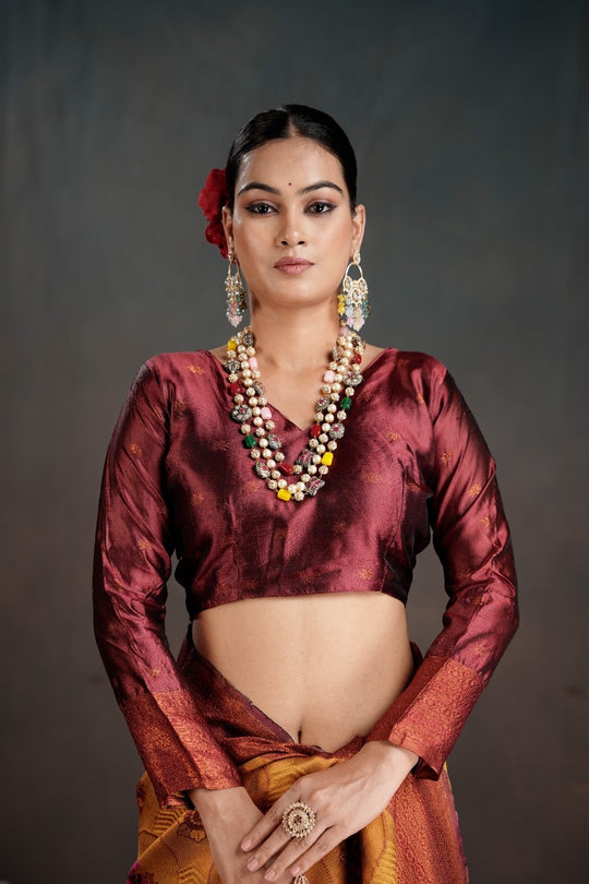 Kanjeevaram Silk Rich Palu With Contrast Blouse Weaving Silk Saree