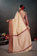 Soft Silk Chitt Palu With Contrast Blouse Weaving Saree