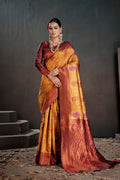 Kanjeevaram Silk Rich Palu With Contrast Blouse Weaving Silk Saree