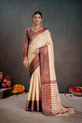 Soft Silk Chitt Palu With Contrast Blouse Weaving Saree