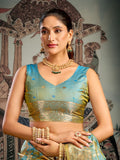 Orange Banarasi Premium Soft Silk With Gold Zari With Zhallar Saree With Blouse Piece