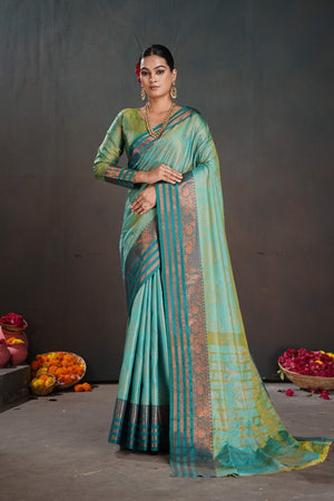 Soft Silk Chitt Palu With Contrast Blouse Weaving Saree