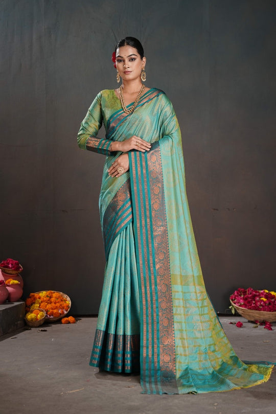 Soft Silk Chitt Palu With Contrast Blouse Weaving Saree
