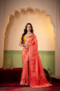 Satin Tissue Woven Design Jacquard Work Saree With Blouse Piece