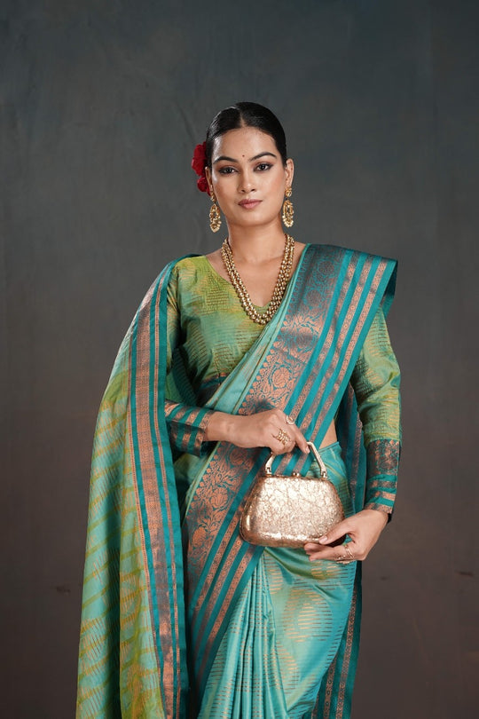 Soft Silk Chitt Palu With Contrast Blouse Weaving Saree