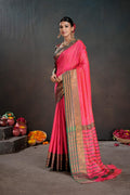 Soft Silk Chitt Palu With Contrast Blouse Weaving Saree
