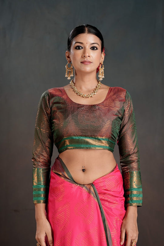 Soft Silk Chitt Palu With Contrast Blouse Weaving Saree