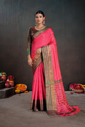 Soft Silk Chitt Palu With Contrast Blouse Weaving Saree