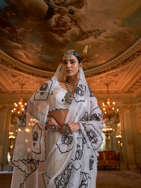 Rubby Chiffon  Multi Thread Work Embroidered Saree