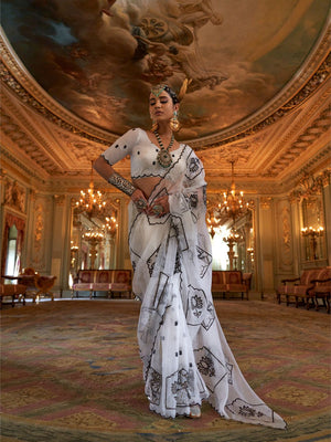 Rubby Chiffon  Multi Thread Work Embroidered Saree