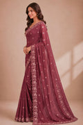 Maroon Embroidered Saree With Blouse Piece