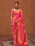 Rani Handloom Weaving Silk Saree With Blouse Piece