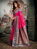 Pink Premium Soft Silk With Mina Work & Elegant Jhallar Detailing Saree With Blouse Piece