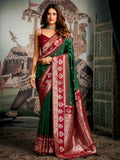 Green Premium Soft Silk With Mina Work & Elegant Jhallar Detailing Saree With Blouse Piece