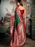 Green Premium Soft Silk With Mina Work & Elegant Jhallar Detailing Saree With Blouse Piece