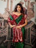 Green Premium Soft Silk With Mina Work & Elegant Jhallar Detailing Saree With Blouse Piece