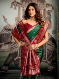 Green Premium Soft Silk With Mina Work & Elegant Jhallar Detailing Saree With Blouse Piece