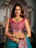 Teal Blue Premium Soft Silk With Mina Work & Elegant Jhallar Detailing Saree With Blouse Piece