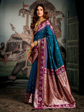 Blue Premium Soft Silk With Mina Work & Elegant Jhallar Detailing Saree With Blouse Piece