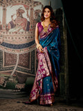 Blue Premium Soft Silk With Mina Work & Elegant Jhallar Detailing Saree With Blouse Piece
