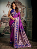 Purple Premium Soft Silk With Mina Work & Elegant Jhallar Detailing Saree With Blouse Piece
