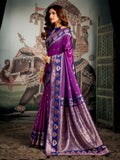 Purple Premium Soft Silk With Mina Work & Elegant Jhallar Detailing Saree With Blouse Piece