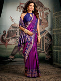 Purple Premium Soft Silk With Mina Work & Elegant Jhallar Detailing Saree With Blouse Piece
