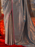 Rama Blue Handloom Weaving Silk Saree With Blouse Piece
